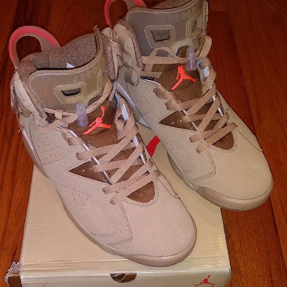 Air Jordan Khaki and Orange Sneakers